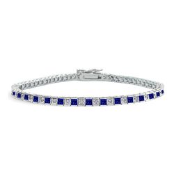 Narrow Tennis Bracelet in Princess-cut Blue and Clear CZs